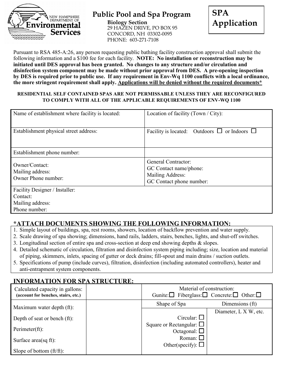 SPA Application - New Hampshire, Page 1