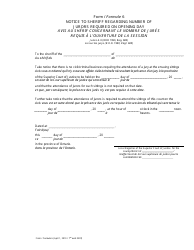 Form 6 &quot;Notice to Sheriff Regarding Number of Jurors Required on Opening Day&quot; - Ontario, Canada (English/French)