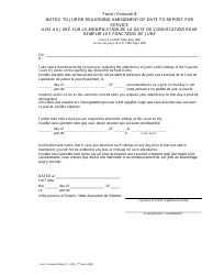 Form 8 &quot;Notice to Juror Regarding Amendment of Date to Report for Service&quot; - Ontario, Canada (English/French)