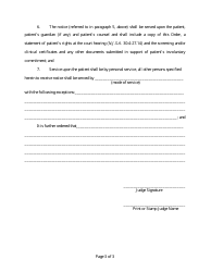 Temporary Order for Involuntary Commitment to Treatment of an Adult (Inpatient Treatment) - New Jersey, Page 3