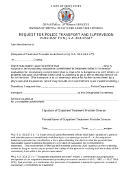 Document preview: Request for Police Transport and Supervision - New Jersey