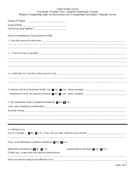 Document preview: Psychiatric Transfer Form - Inpatient Interfacility Transfer - New Jersey