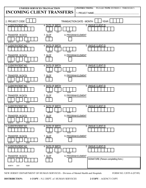 Form USTF-6  Printable Pdf