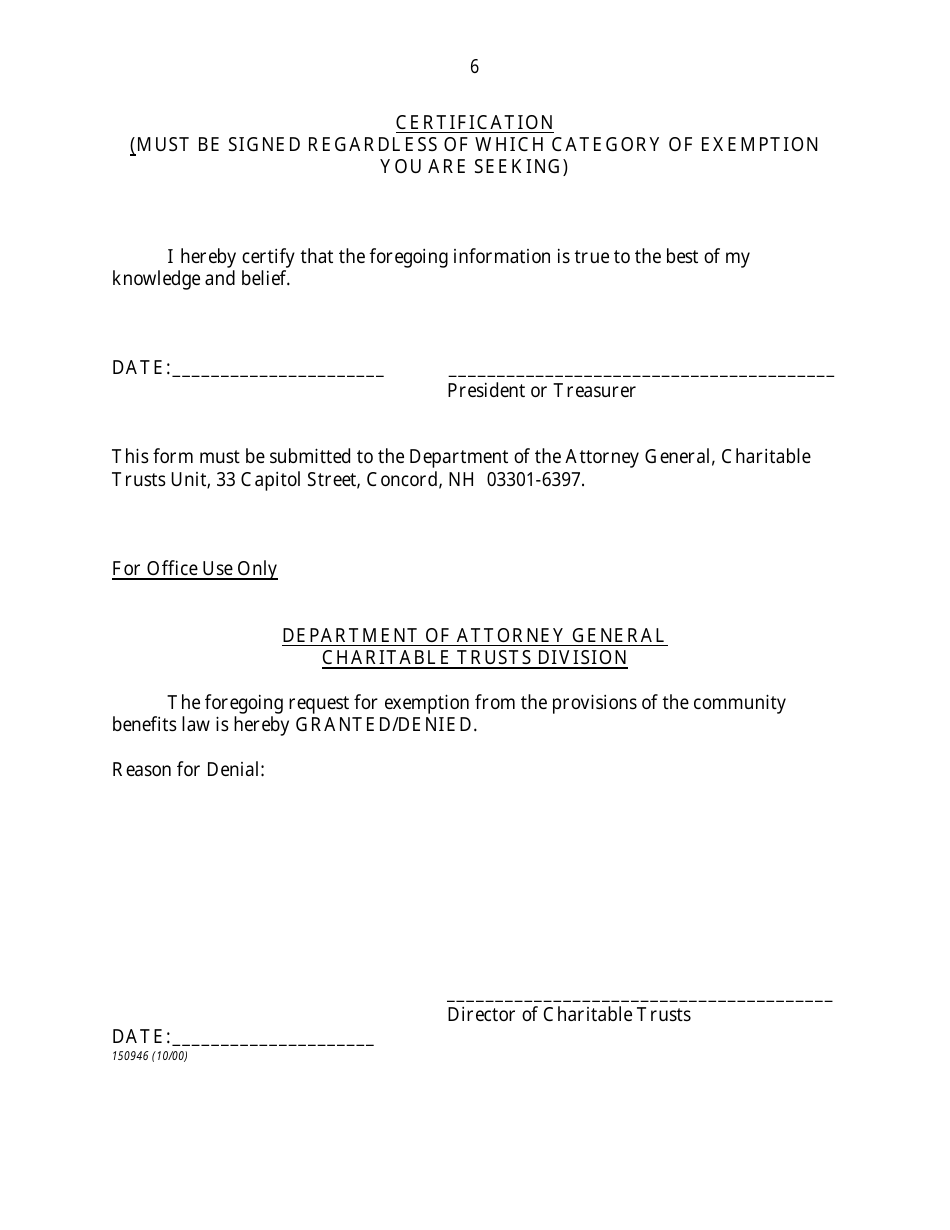 Community Benefits Plan - Application for Exemption Pursuant to Rsa 7:32-j - New Hampshire, Page 6