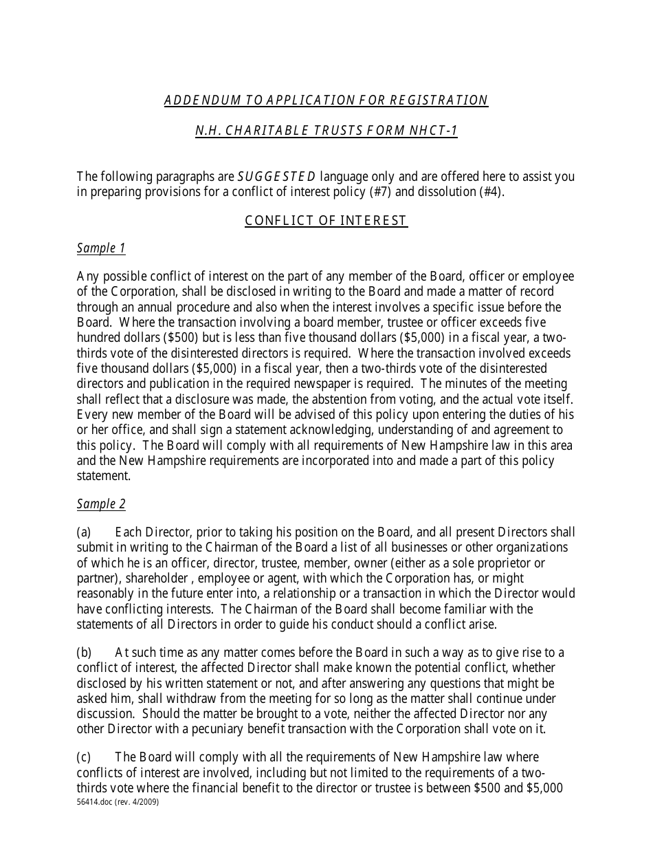 Form NHCT-1 Register of Charitable Trusts Application for Registration - New Hampshire, Page 6