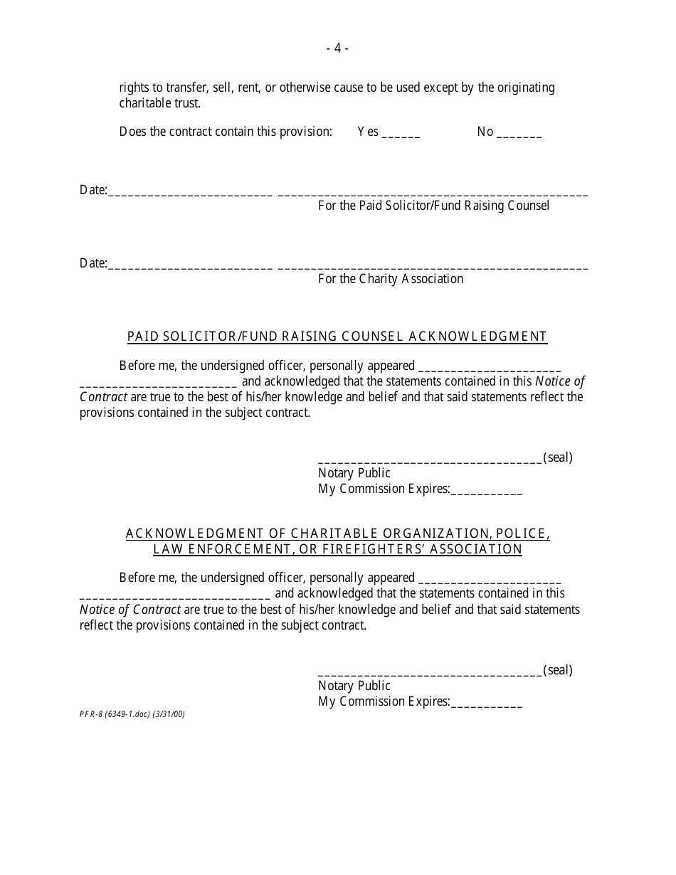 Form PFR-8 Notice of Contract - New Hampshire, Page 4