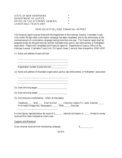 Form PFR-3 Paid Solicitor Joint Financial Report - New Hampshire