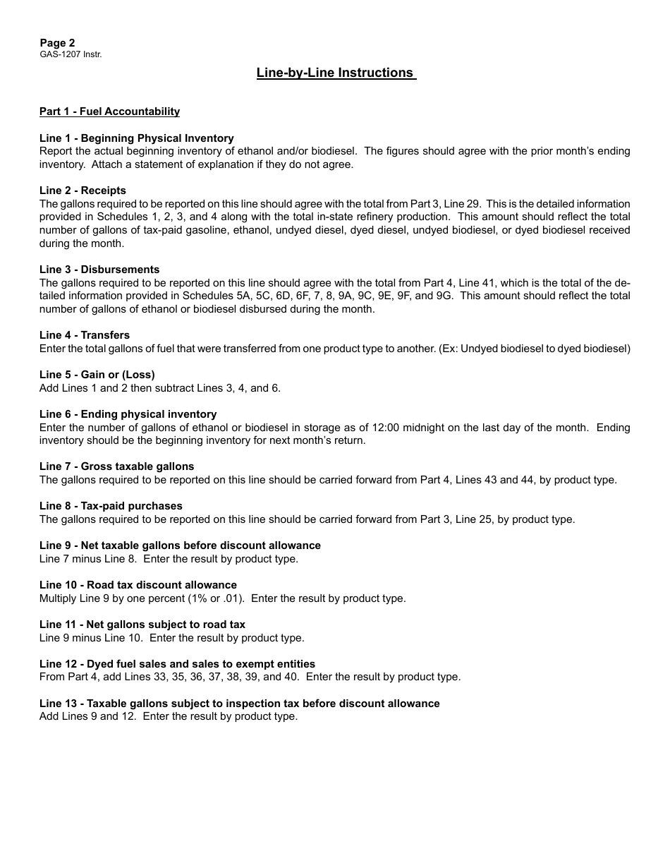 Instructions for Form GAS-1207 Refiner Return - North Carolina, Page 2