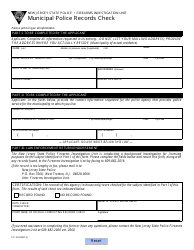 Form S.P.224 &quot;Municipal Police Records Check&quot; - New Jersey