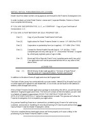 Document preview: Instructions for Form S.P.649 Application for Retail Firearms Dealer's License - New Jersey