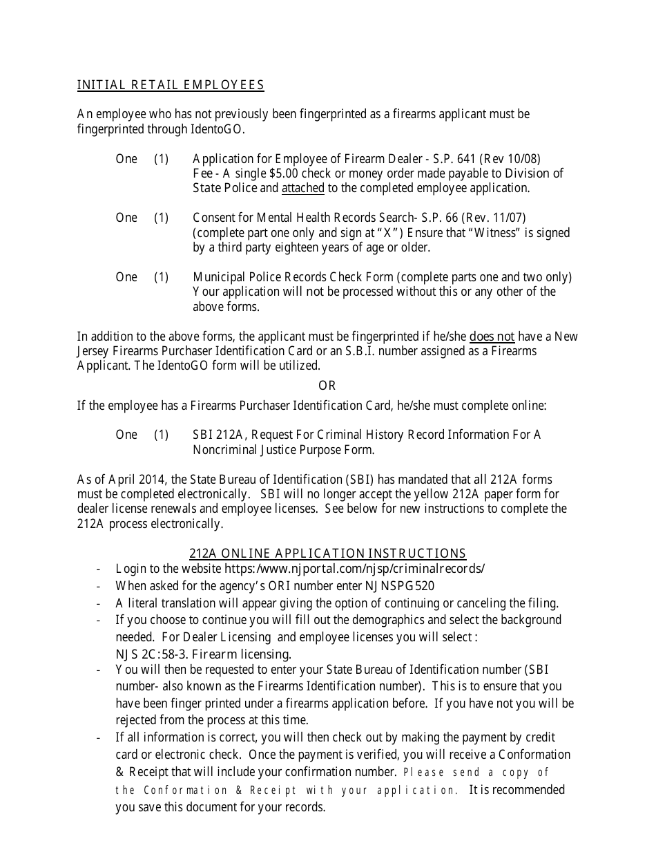 Instructions for Form S.P.649 Application for Retail Firearms Dealers License - New Jersey, Page 3
