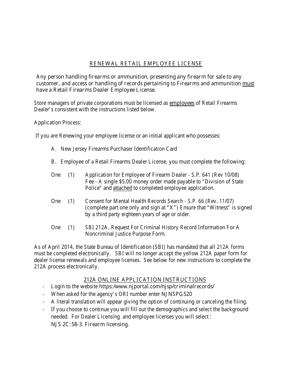 Instructions for Form S.P.649 Application for Retail Firearms Dealers License - New Jersey, Page 7