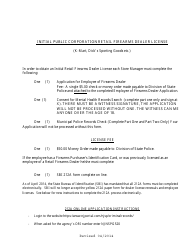 Instructions for Initial Public Corporation Retail Firearms Dealer License Application Instructions - New Jersey