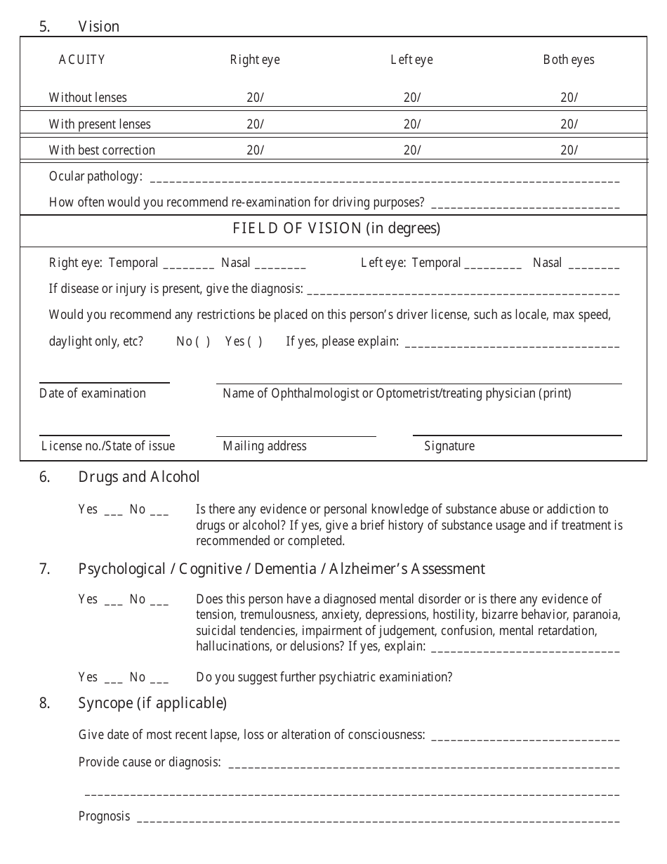 Form DPS301 M101 Medical Examination Form (General) - Oklahoma, Page 4