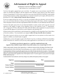 Form DC16 Advisement of Right to Appeal - Suffolk County, New York (English/Spanish/Polish)