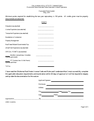 Equivalent Experience Point Waiver Form for Provisional Sales Associate / Sales Associate License Experience - Oklahoma, Page 3