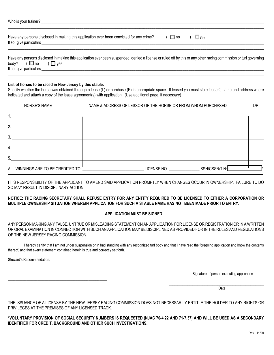 Form II License Form - New Jersey, Page 5