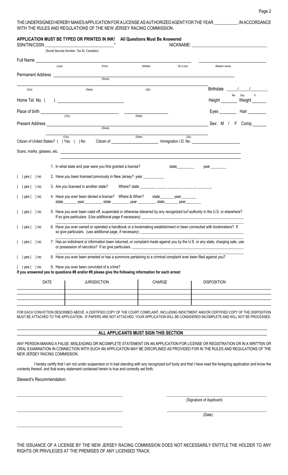 Form III License Form - New Jersey, Page 3