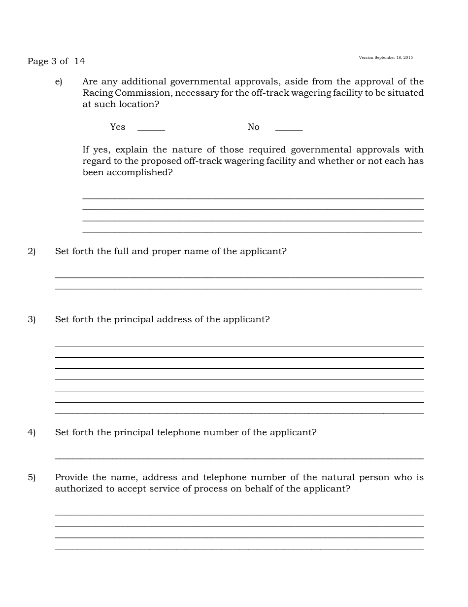 Form A Off-Track Wagering License Application - New Jersey, Page 3