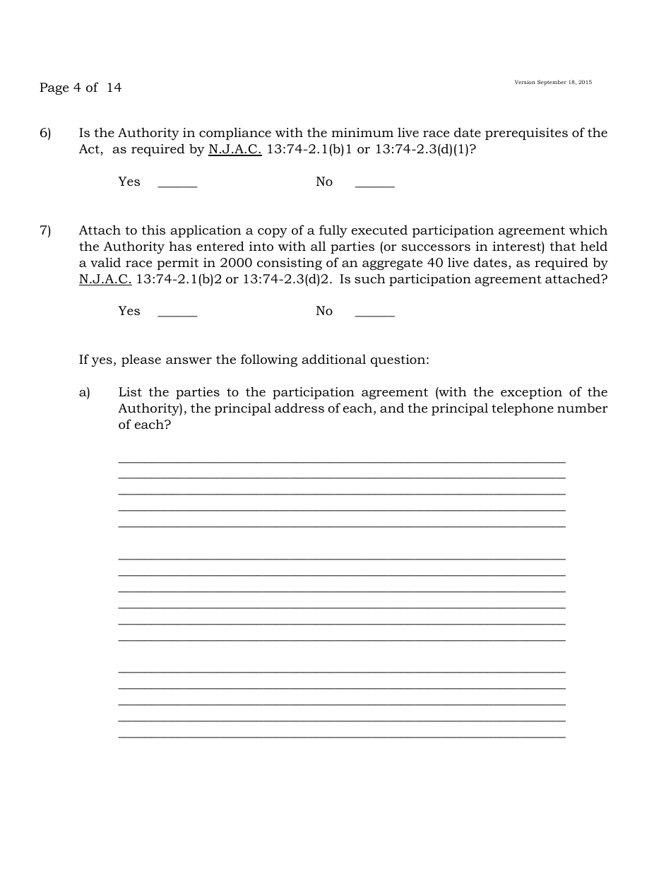 Form A Off-Track Wagering License Application - New Jersey, Page 4