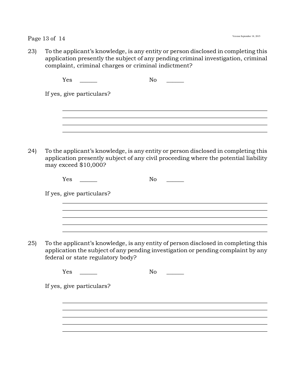 Form B Off-Track Wagering License Application - New Jersey, Page 13