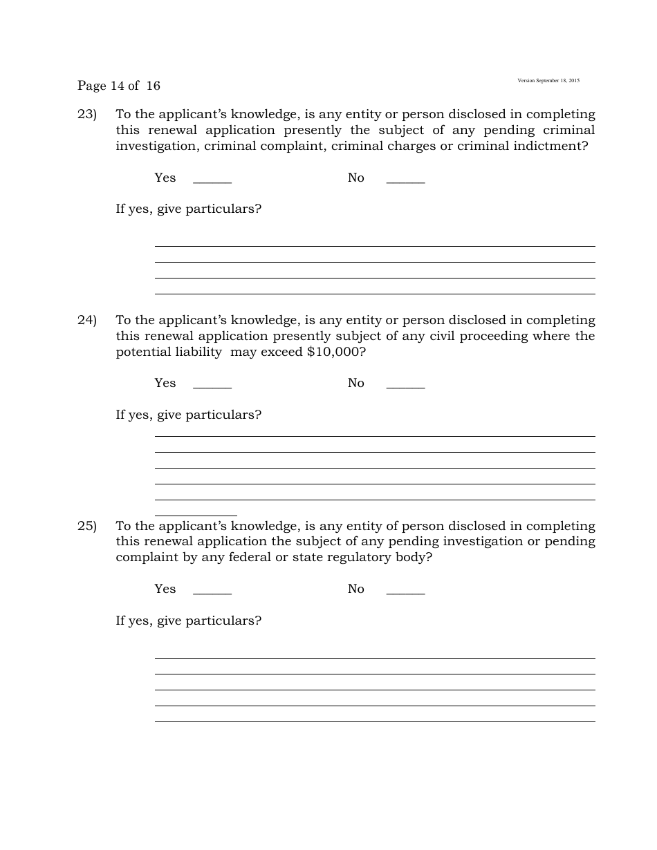 Form C Off-Track Wagering License Renewal Application - New Jersey, Page 14