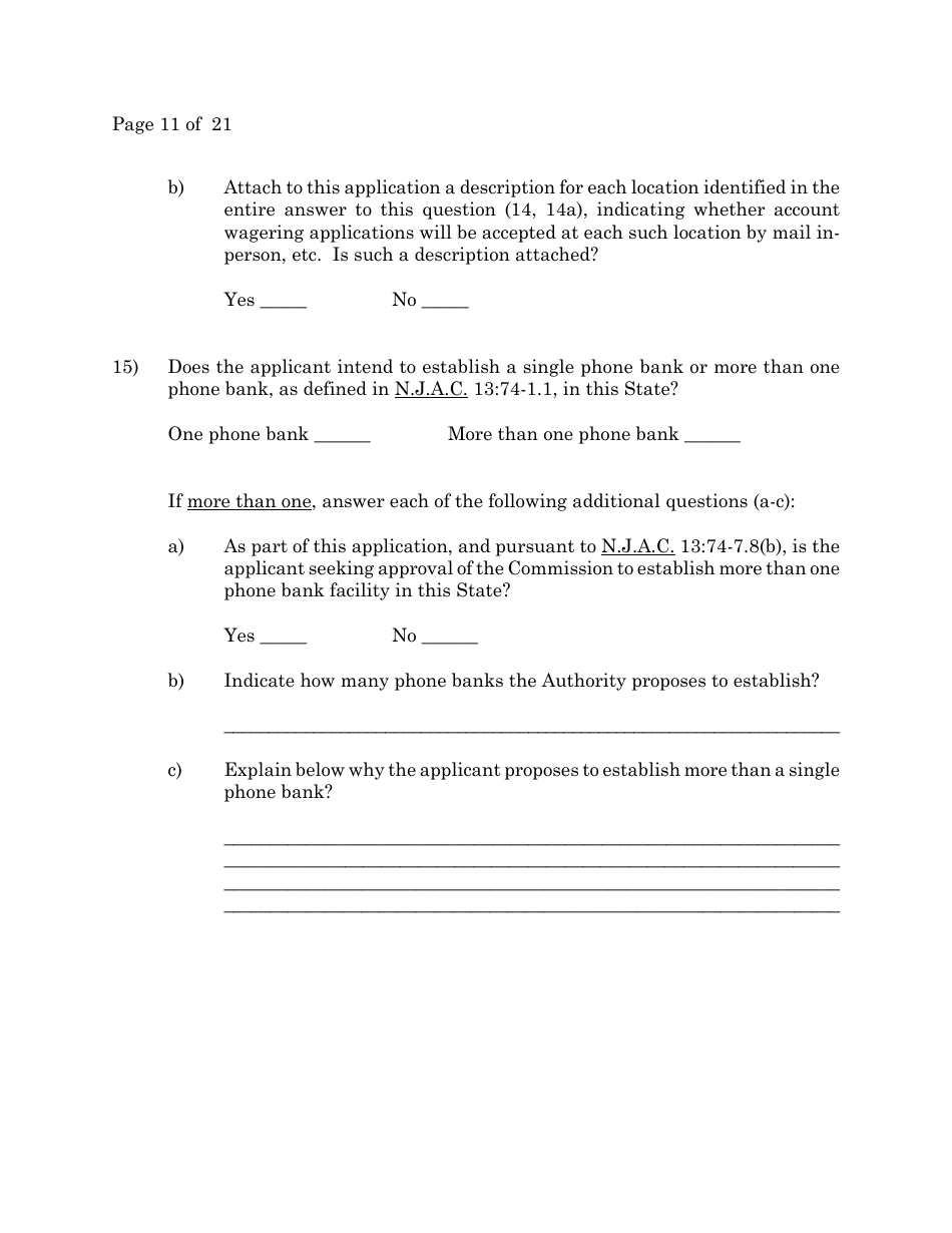 Account Wagering License Application - New Jersey, Page 11