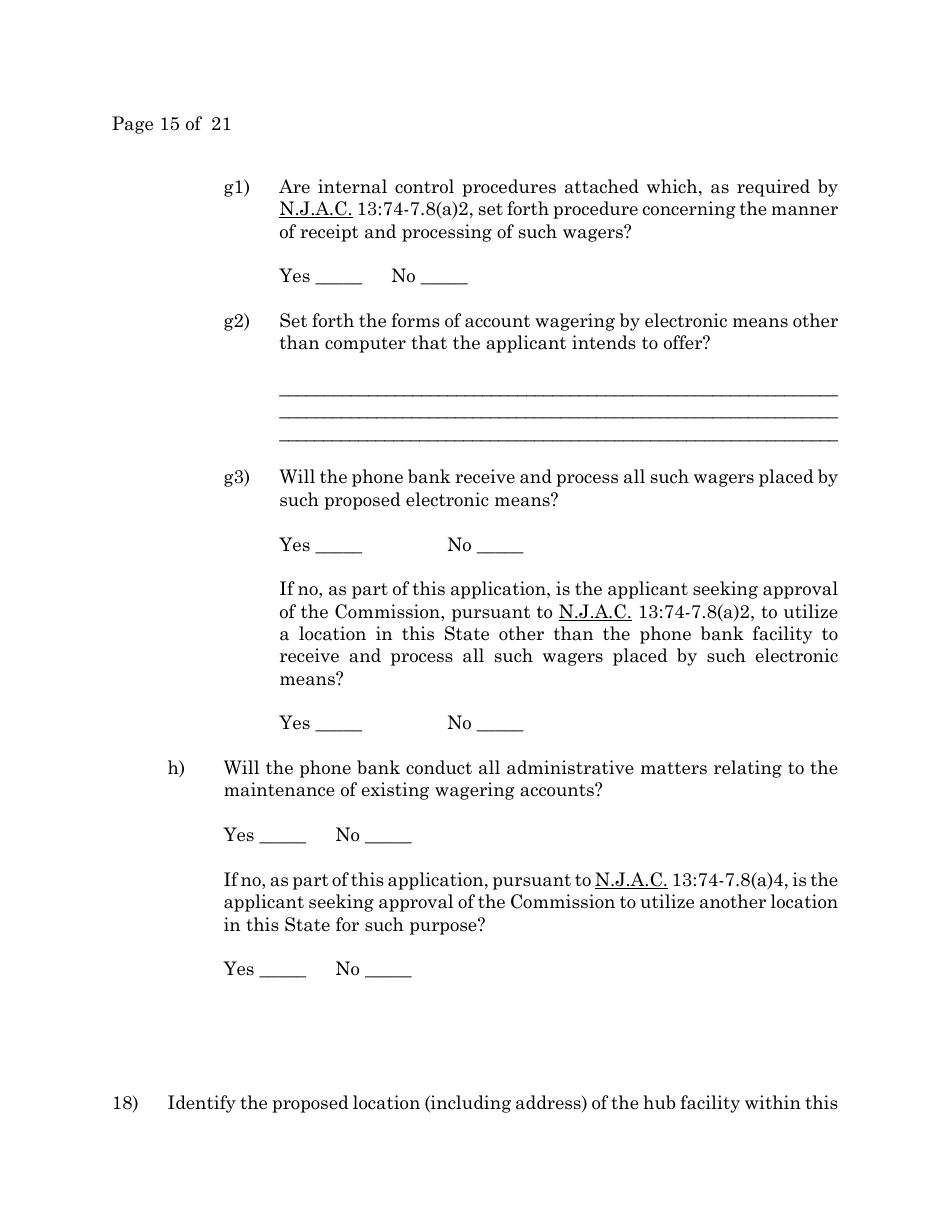 Account Wagering License Application - New Jersey, Page 15