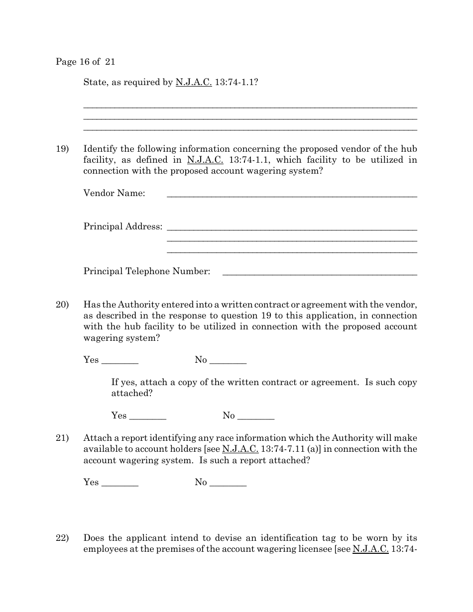 New Jersey Account Wagering License Application - Fill Out, Sign Online ...