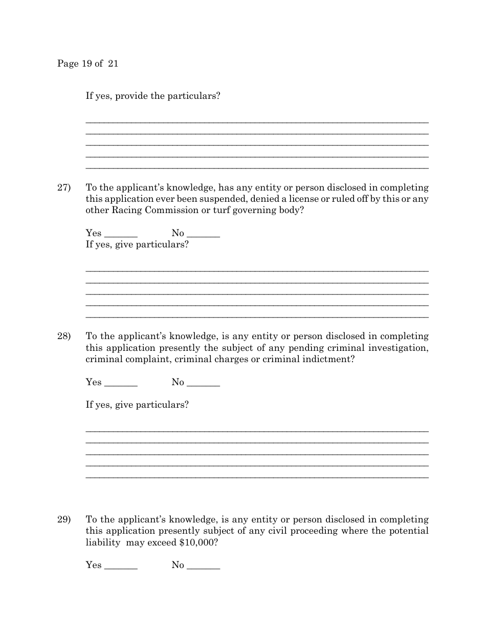Account Wagering License Application - New Jersey, Page 19