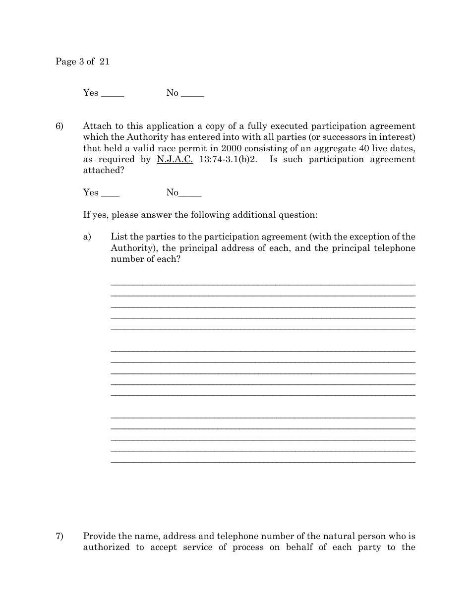 Account Wagering License Application - New Jersey, Page 3