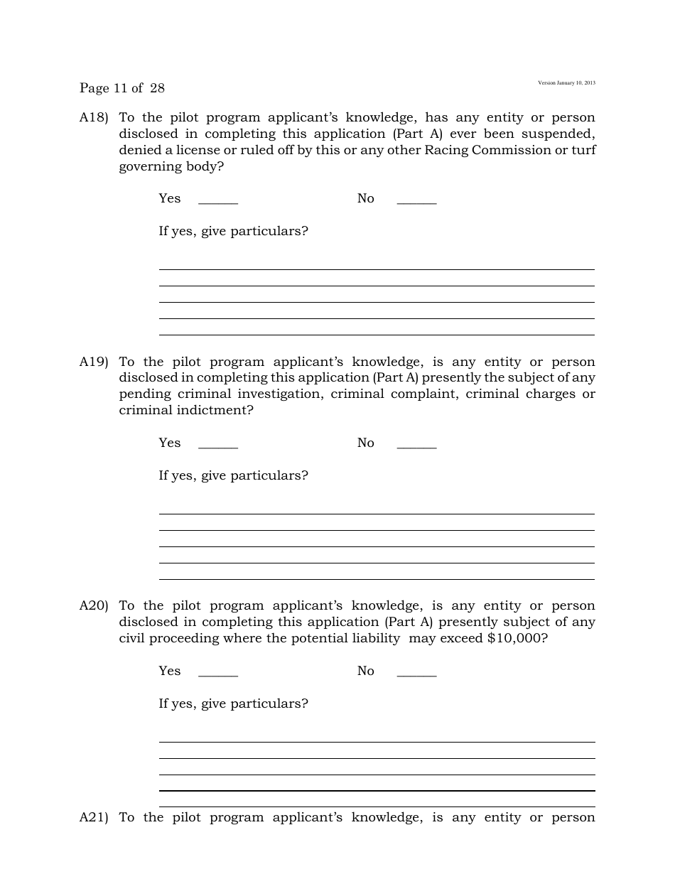 Electronic Wagering Terminal Pilot Program License Application - New Jersey, Page 11