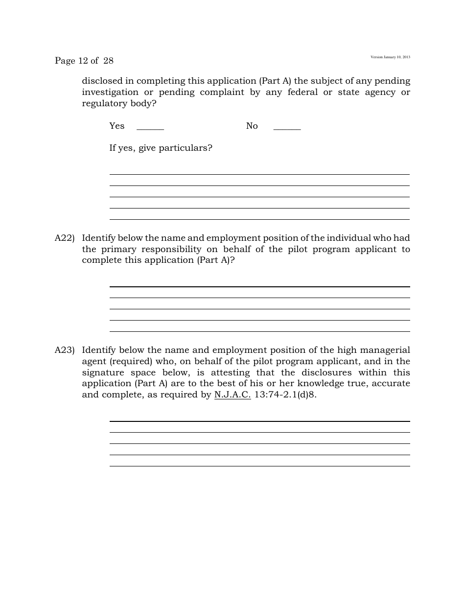 Electronic Wagering Terminal Pilot Program License Application - New Jersey, Page 12