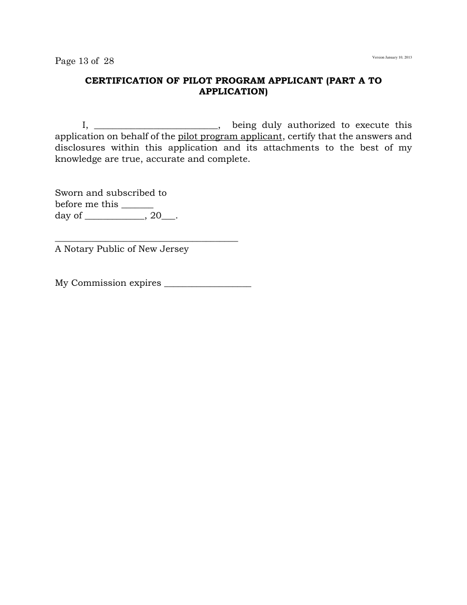 Electronic Wagering Terminal Pilot Program License Application - New Jersey, Page 13