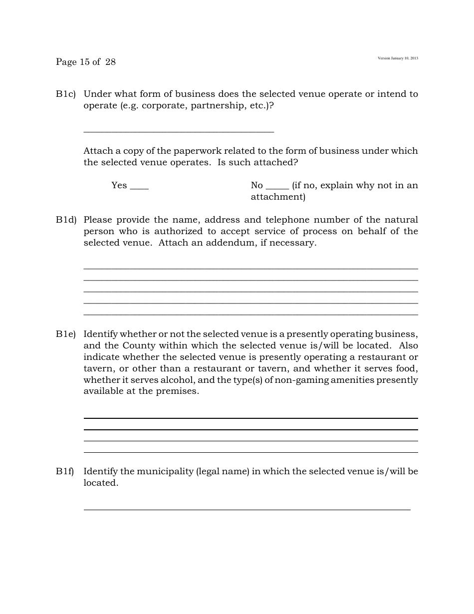 Electronic Wagering Terminal Pilot Program License Application - New Jersey, Page 15