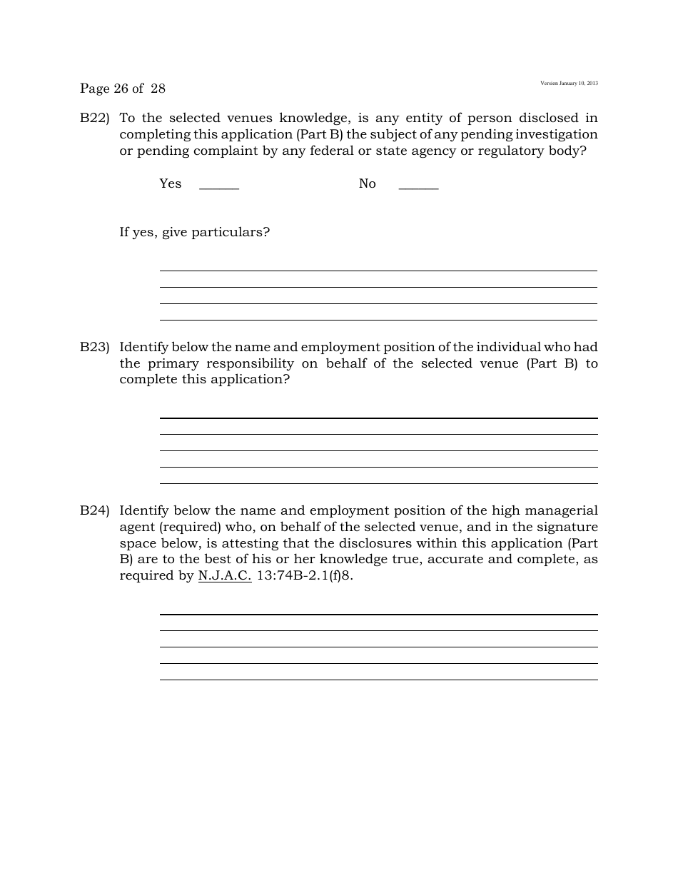 Electronic Wagering Terminal Pilot Program License Application - New Jersey, Page 26