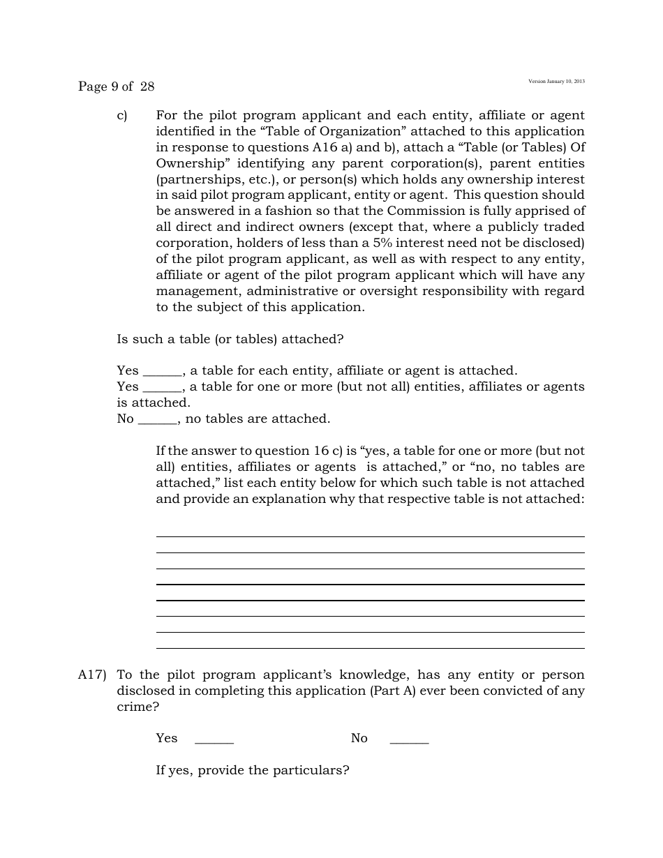 Electronic Wagering Terminal Pilot Program License Application - New Jersey, Page 9