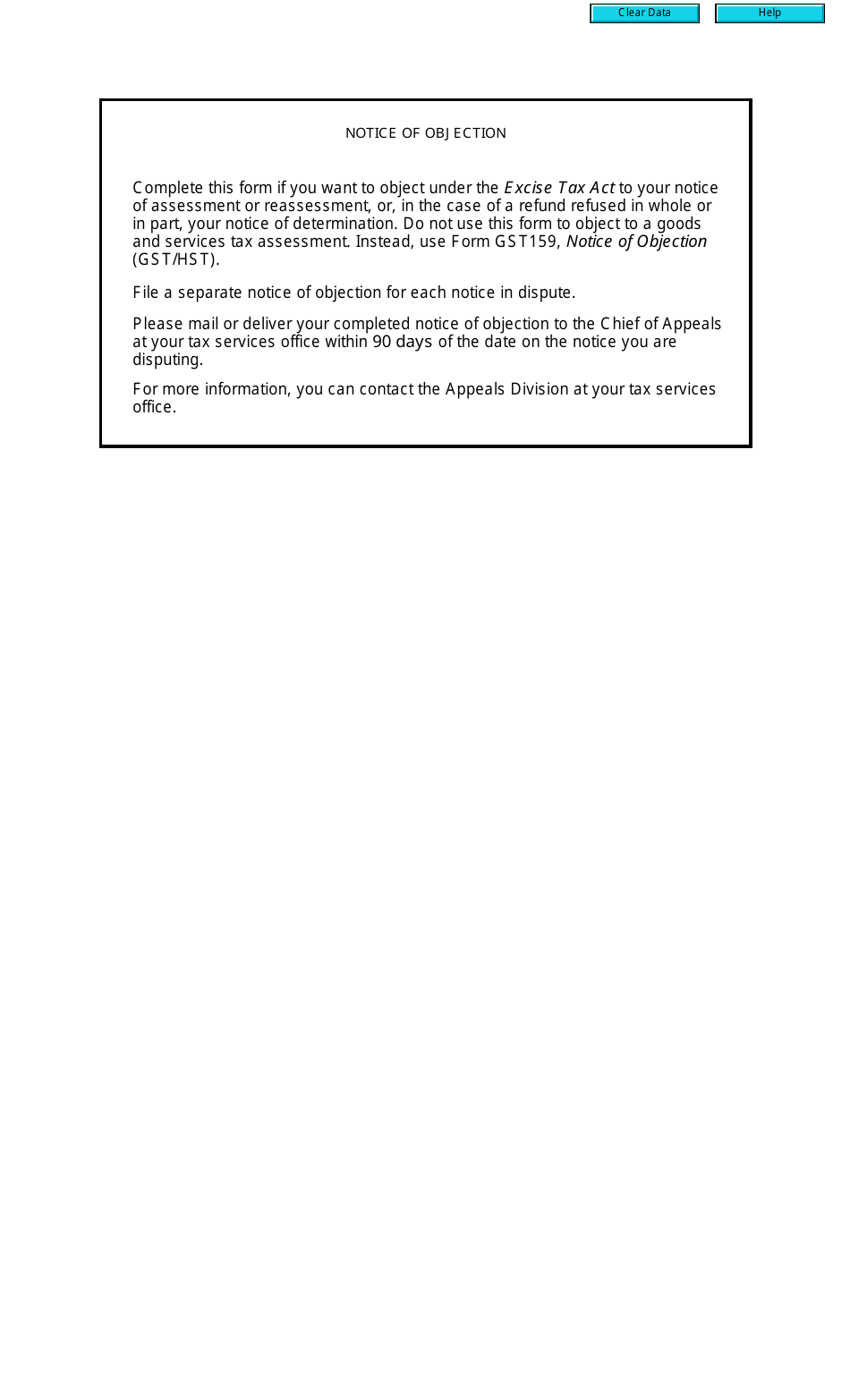 Form E413 Notice of Objection (Excise Tax Act) - Canada, Page 2