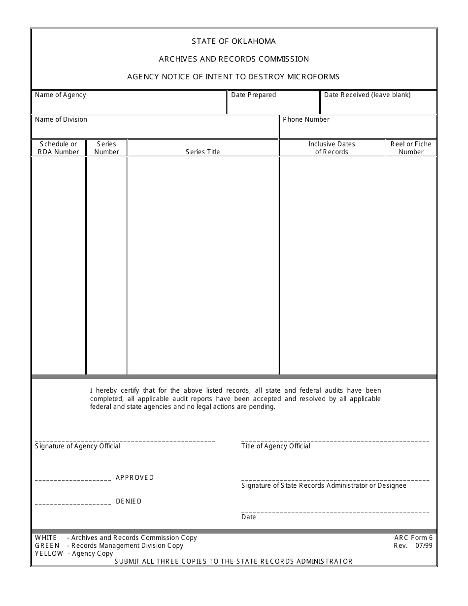 arc-form-6-download-printable-pdf-or-fill-online-agency-notice-of