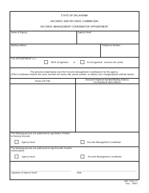 ARC Form 11  Printable Pdf