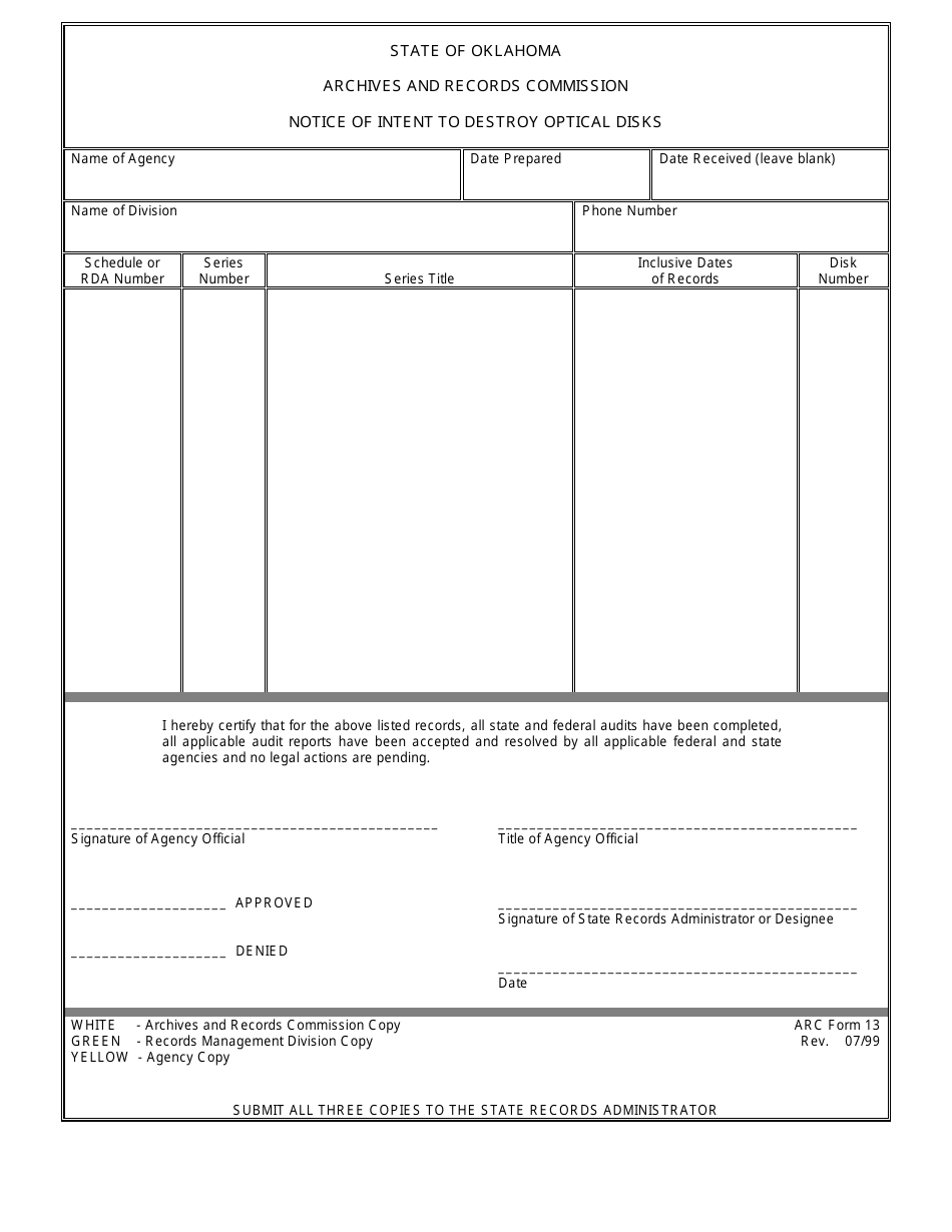 arc-form-13-download-printable-pdf-or-fill-online-notice-of-intent-to