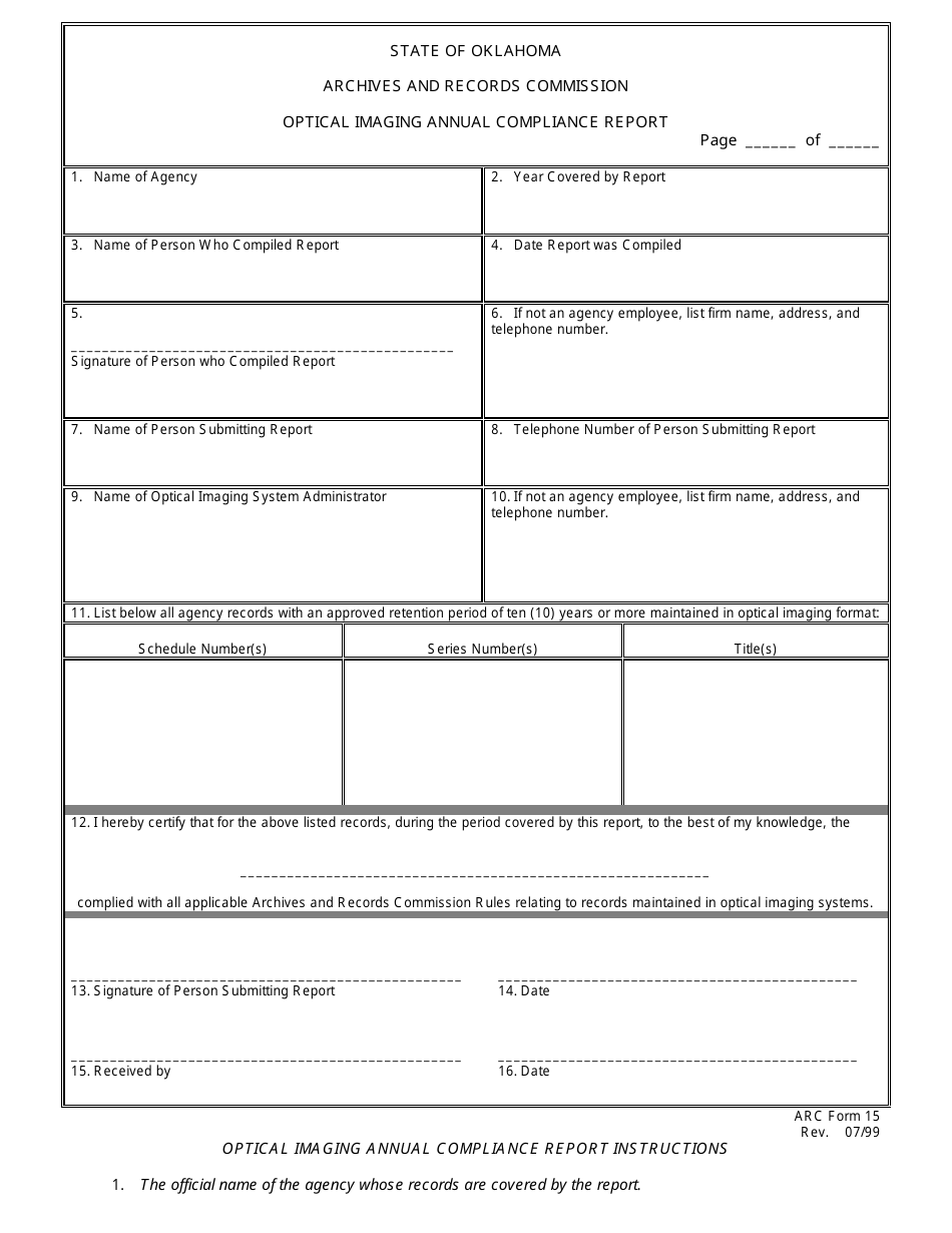 ARC Form 15 - Fill Out, Sign Online and Download Printable PDF ...