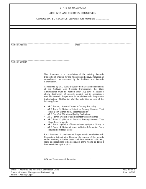 ARC Form 2  Printable Pdf