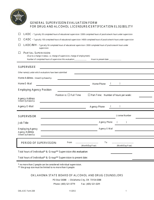OBLADC Form 208  Printable Pdf