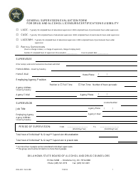 OBLADC Form 208 General Supervision Evaluation Form for Drug and Alcohol Licensure/Certification Eligibility - Oklahoma