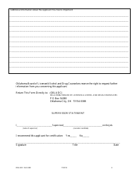 OBLADC Form 208 General Supervision Evaluation Form for Drug and Alcohol Licensure/Certification Eligibility - Oklahoma, Page 6