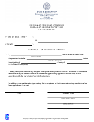 Document preview: Affidavit for Fire Resistance Paint on Door - New Jersey