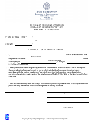 Document preview: Affidavit for Fire Resistance Paint on Wall/Ceiling - New Jersey