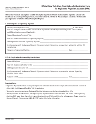 Document preview: Form DOH-5054 Official New York State Prescription Authorization Form for Registered Physician Assistant (Rpa) - New York