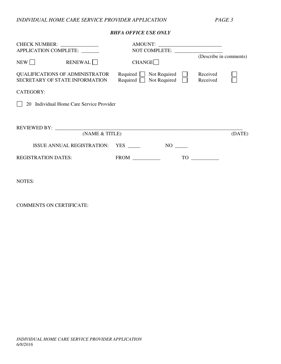 Application for Individual Home Care Service Provider Registration - New Hampshire, Page 3